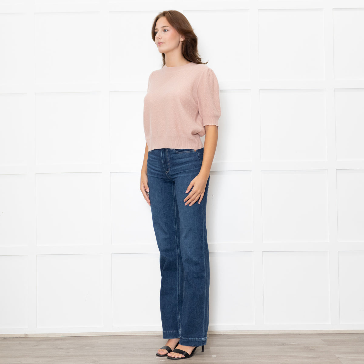 Frame Pink Cashmere Short Sleeve Jumper