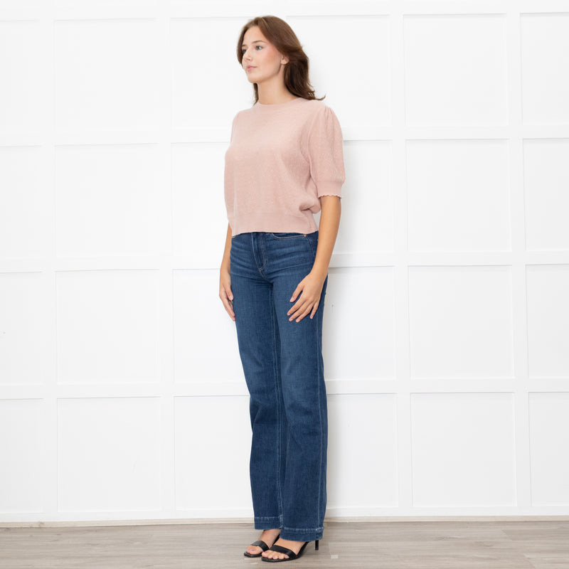 Frame Pink Cashmere Short Sleeve Jumper