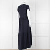 Me + Em Navy Cotton Tiered Short Sleeve Midi Dress