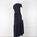 Me + Em Navy Cotton Tiered Short Sleeve Midi Dress