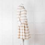 Dolce & Gabbana Cream Beige Striped Cotton Full Midi Skirt