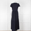 Me + Em Navy Cotton Tiered Short Sleeve Midi Dress