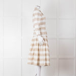 Dolce & Gabbana Cream Beige Striped Cotton Full Midi Skirt