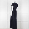 Me + Em Navy Cotton Tiered Short Sleeve Midi Dress