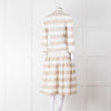 Dolce & Gabbana Cream Beige Striped Cotton Full Midi Skirt
