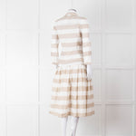 Dolce & Gabbana Cream Beige Striped Cotton Full Midi Skirt