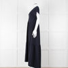 Me + Em Navy Cotton Tiered Short Sleeve Midi Dress