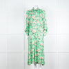 Custommade Green Pink Floral Neck Tie Midi Dress