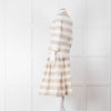 Dolce & Gabbana Cream Beige Striped Cotton Full Midi Skirt