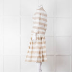 Dolce & Gabbana Cream Beige Striped Cotton Full Midi Skirt
