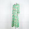 Custommade Green Pink Floral Neck Tie Midi Dress
