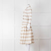 Dolce & Gabbana Cream Beige Striped Cotton Full Midi Skirt