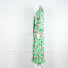 Custommade Green Pink Floral Neck Tie Midi Dress