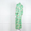 Custommade Green Pink Floral Neck Tie Midi Dress