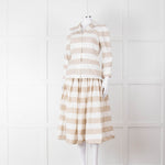 Dolce & Gabbana Cream Beige Striped Cotton Full Midi Skirt