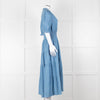 Me + Em Light Blue Tiered Short Sleeve Midi Dress