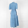 Me + Em Light Blue Tiered Short Sleeve Midi Dress