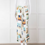 Olivia Von Halle Cream City Stamp Print Silk Pyjama Set