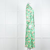 Custommade Green Pink Floral Neck Tie Midi Dress
