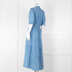 Me + Em Light Blue Tiered Short Sleeve Midi Dress