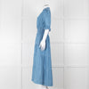 Me + Em Light Blue Tiered Short Sleeve Midi Dress