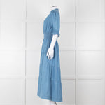 Me + Em Light Blue Tiered Short Sleeve Midi Dress