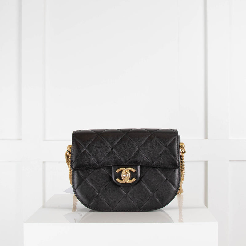 Chanel Black Quilted Lambskin Mini Moon Messenger Bag