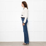 Reformation Becka Cashmere Cream Cardigan With Black Edging
