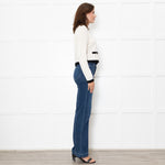 Reformation Becka Cashmere Cream Cardigan With Black Edging