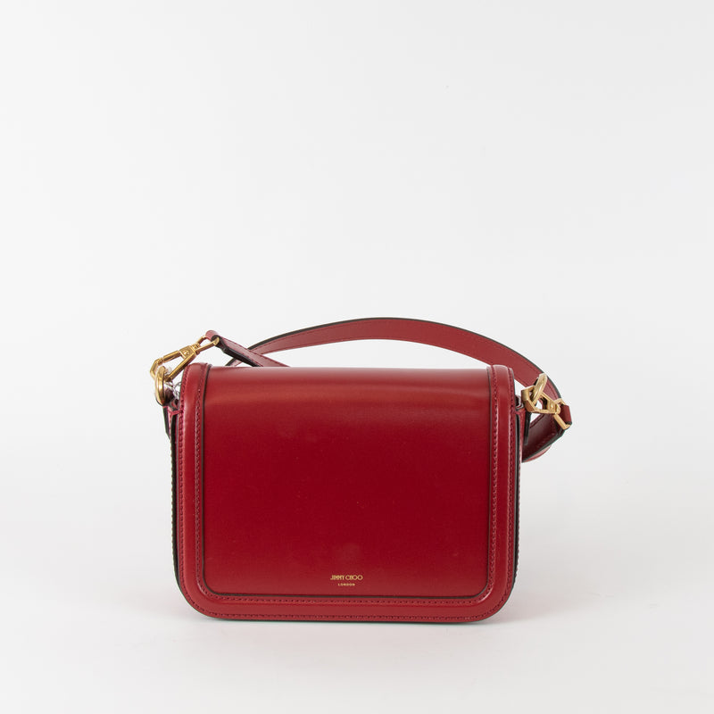 Jimmy Choo Red Gold Clasp Detachable Strap Crossbody Bag