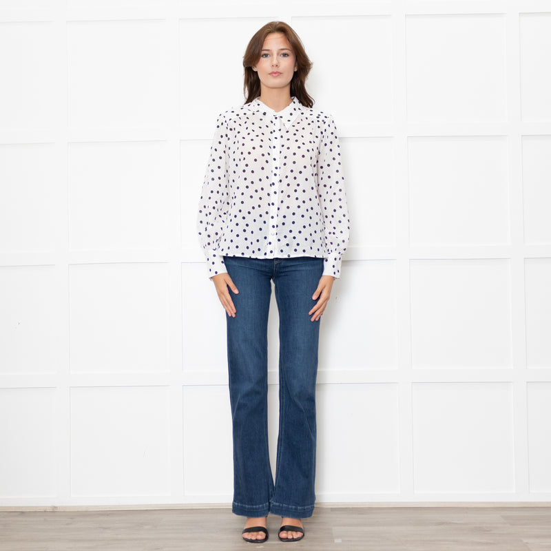 Rixo White Shirt With Black Polka Dot