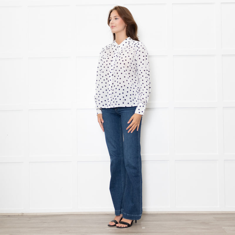 Rixo White Shirt With Black Polka Dot