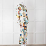 Olivia Von Halle Cream City Stamp Print Silk Pyjama Set