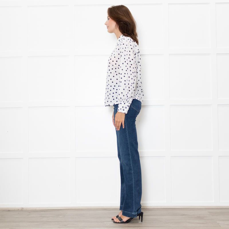 Rixo White Shirt With Black Polka Dot