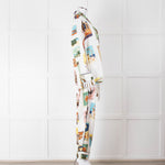 Olivia Von Halle Cream City Stamp Print Silk Pyjama Set