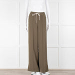 Me + Em Green Navy Cream Wide Leg Drawstring Trousers