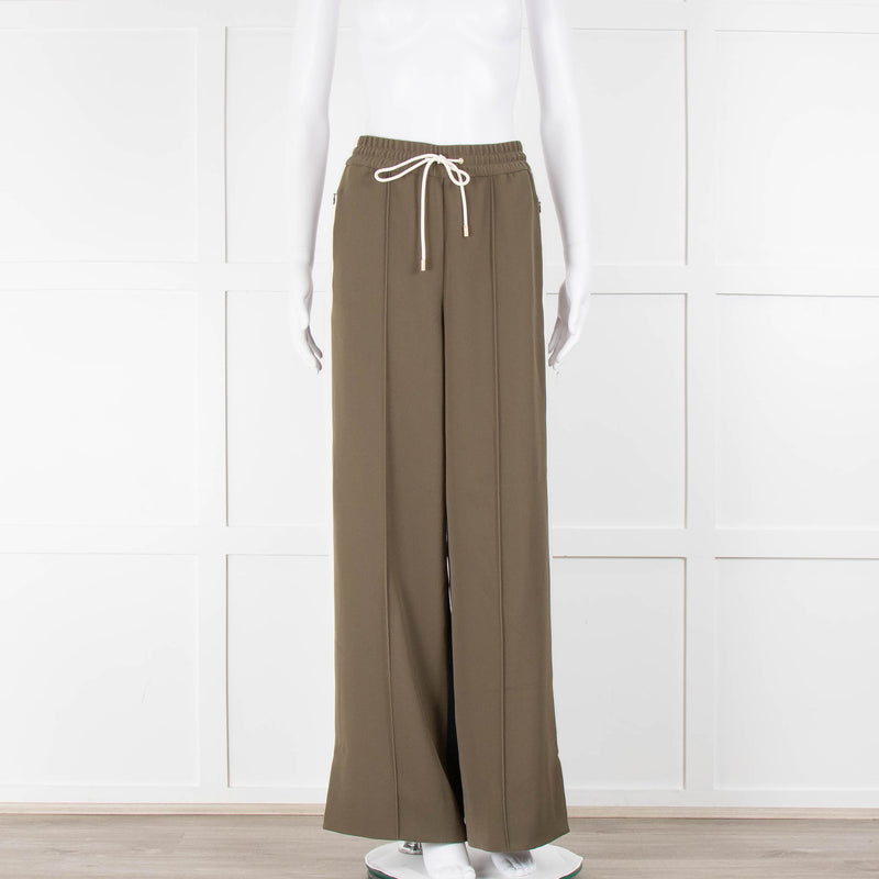 Me + Em Green Navy Cream Wide Leg Drawstring Trousers