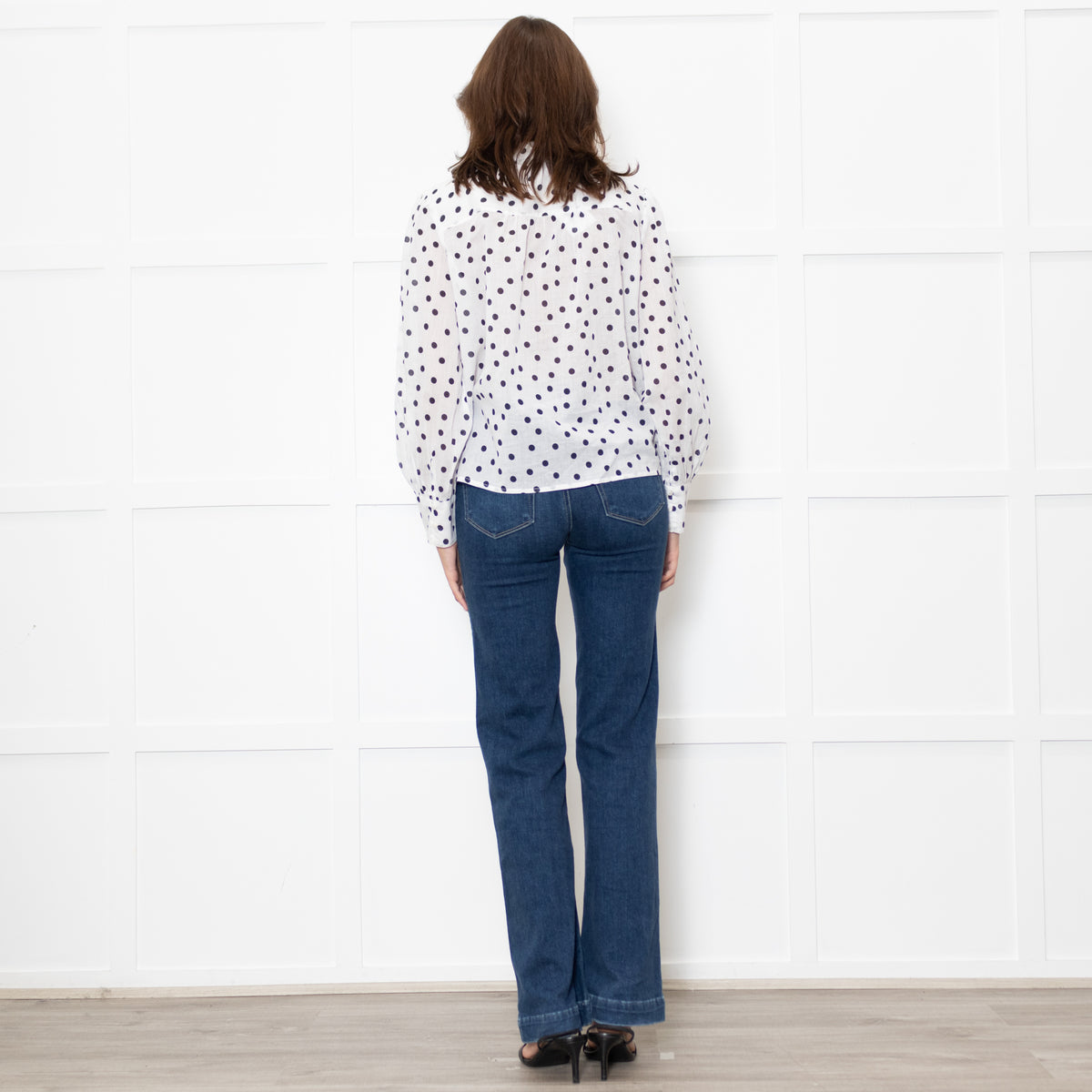 Rixo White Shirt With Black Polka Dot