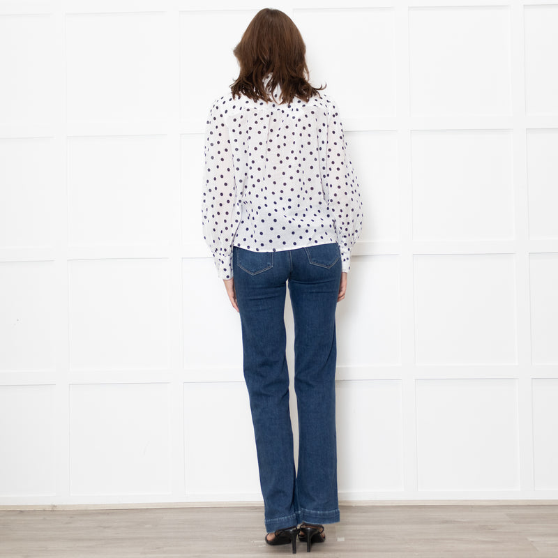 Rixo White Shirt With Black Polka Dot