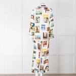 Olivia Von Halle Cream City Stamp Print Silk Pyjama Set