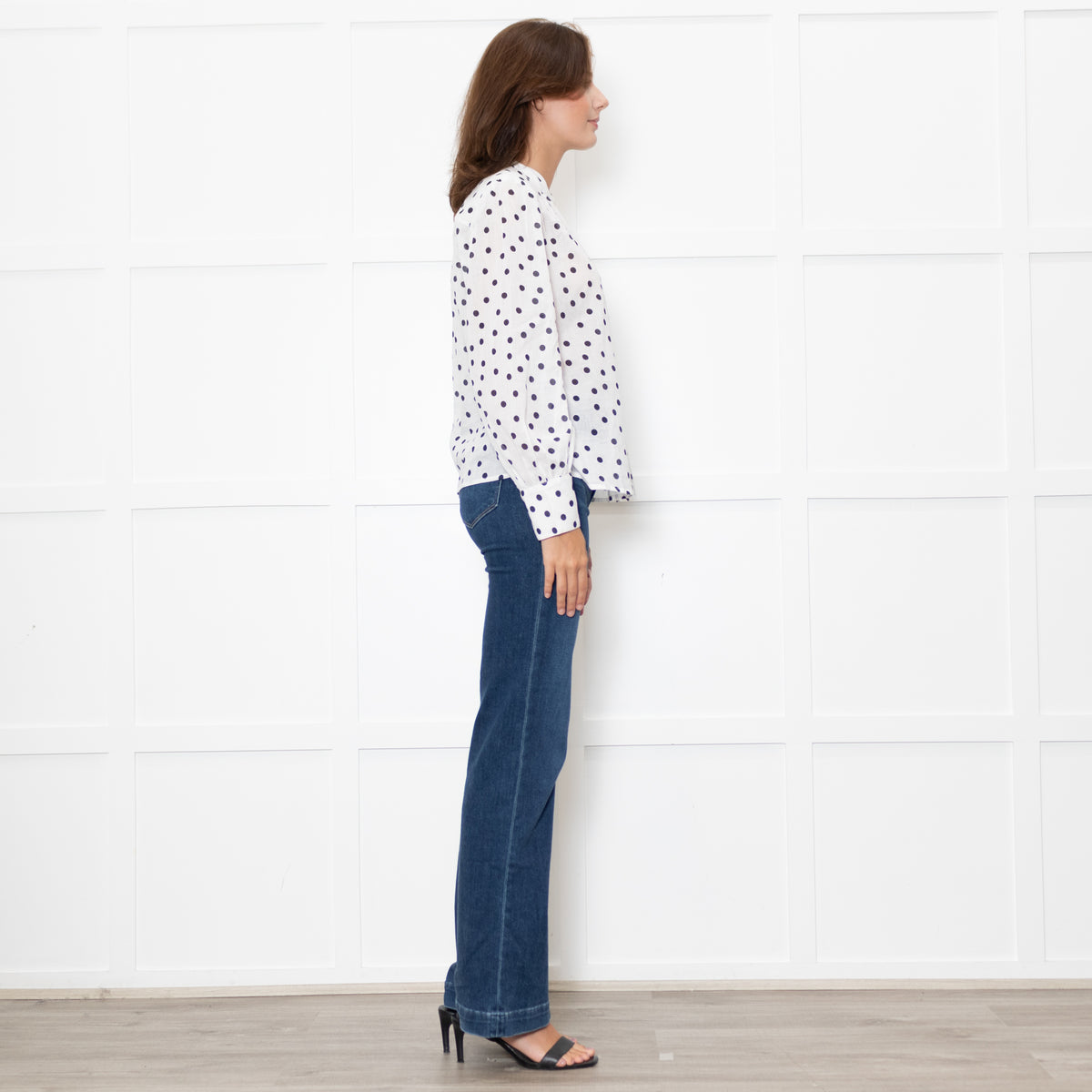 Rixo White Shirt With Black Polka Dot