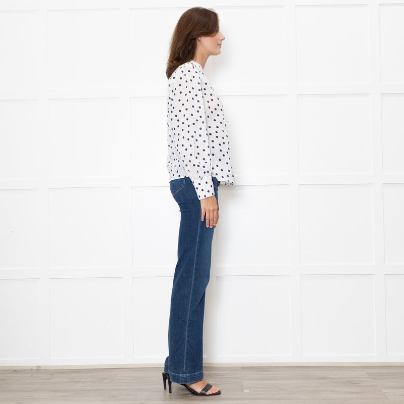 Rixo White Shirt With Black Polka Dot