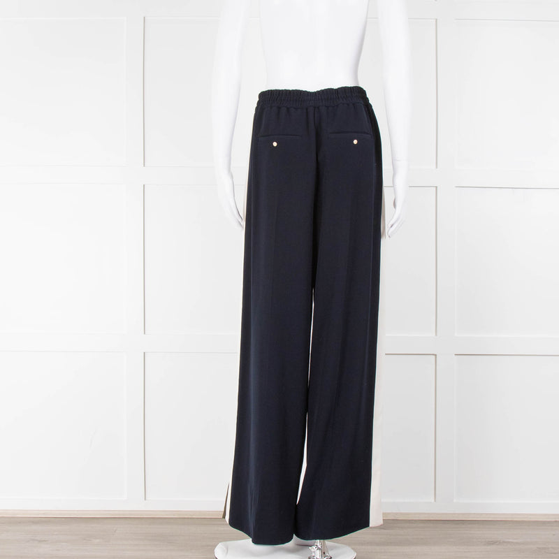 Me + Em Green Navy Cream Wide Leg Drawstring Trousers