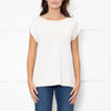 D'Exterior Cream Cap Sleeve Zigzag Pattern Top
