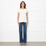 D'Exterior Cream Cap Sleeve Zigzag Pattern Top