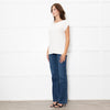 D'Exterior Cream Cap Sleeve Zigzag Pattern Top