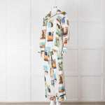 Olivia Von Halle Cream City Stamp Print Silk Pyjama Set
