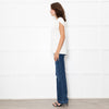 D'Exterior Cream Cap Sleeve Zigzag Pattern Top