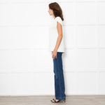 D'Exterior Cream Cap Sleeve Zigzag Pattern Top