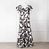 Rebecca Vallance Black and Cream Puff Sleeve Tiered Pompidou Dress